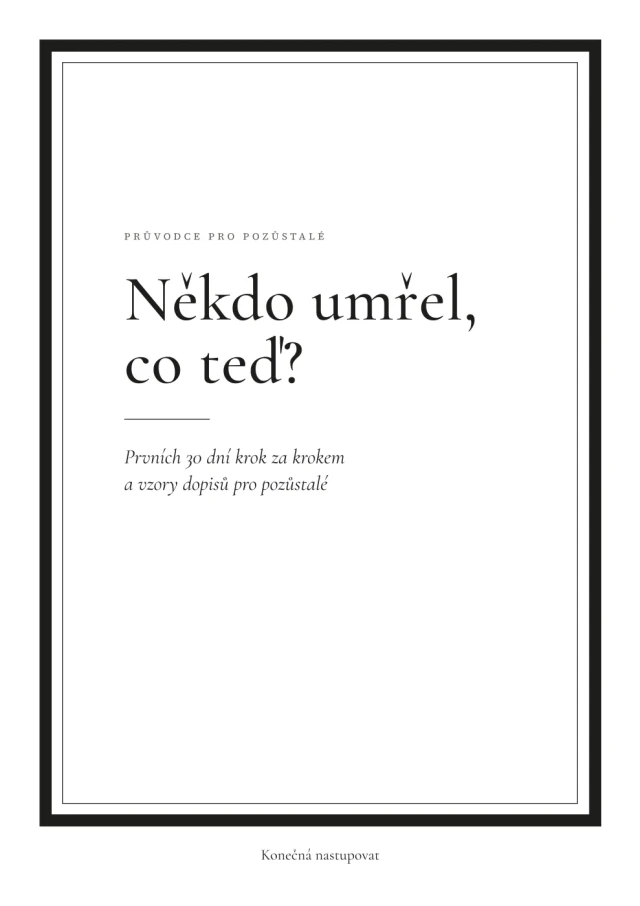 Někdo umřel, co teď?, obálka průvodce